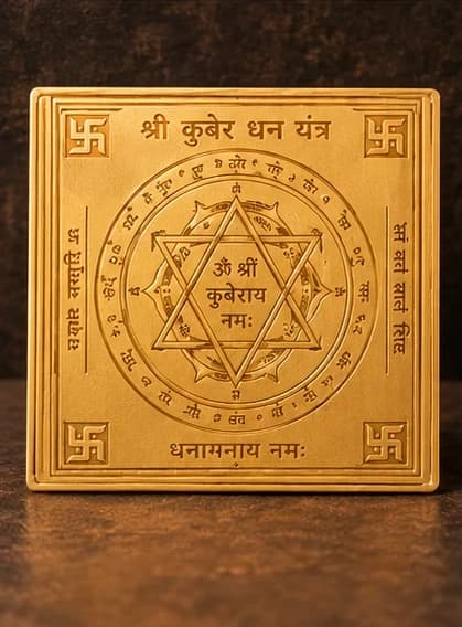 Kuber Dhan Yantra with the inscription “Om Shri Kuberaya Namah” at its centre